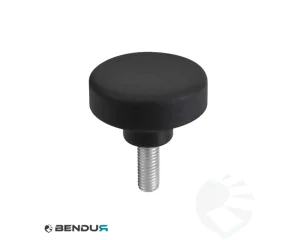 Kunststof ronde knop &Oslash;50 met draaduiteinde - zwart