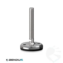 Stelvoet met machinaal bewerkte voet basis & rvs spindel met volledig schroefdraad - &Oslash;80 + ar