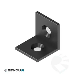 Steel connecting angle - black powder coated | 20x20 - 2x cs M5